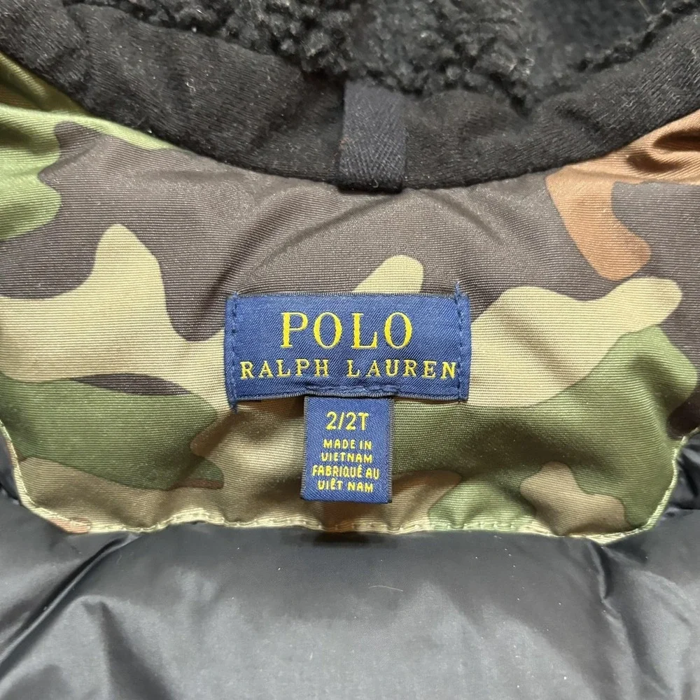 Polo Ralph Lauren Puffer Jacket Toddler‎ 2T Green Camo Hooded Coat Insulated